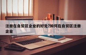 注册在自贸区企业的好处?如何在自贸区注册企业